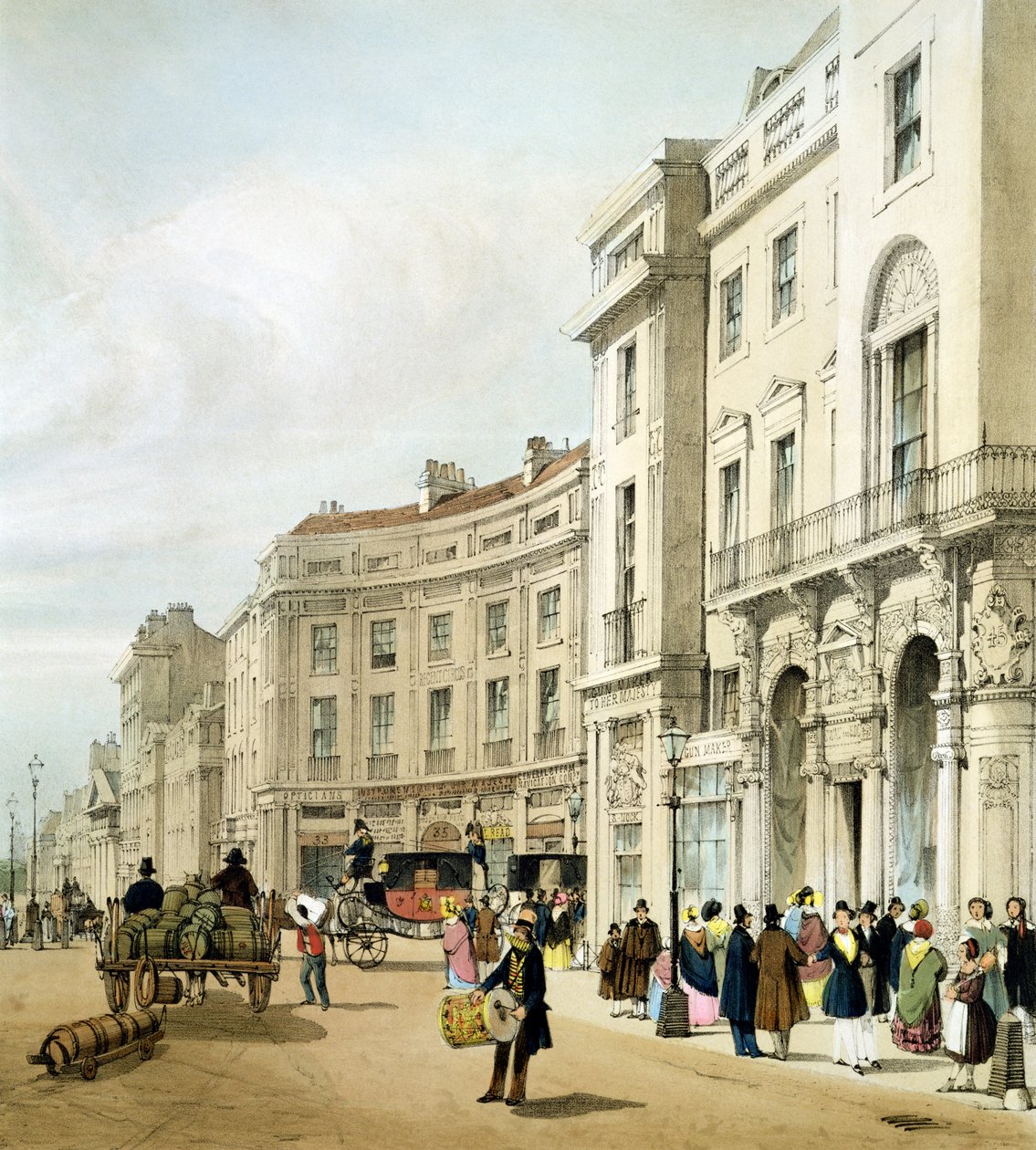 Vestsiden av John Nashs utvidede Regent Circus (detalj) fra 