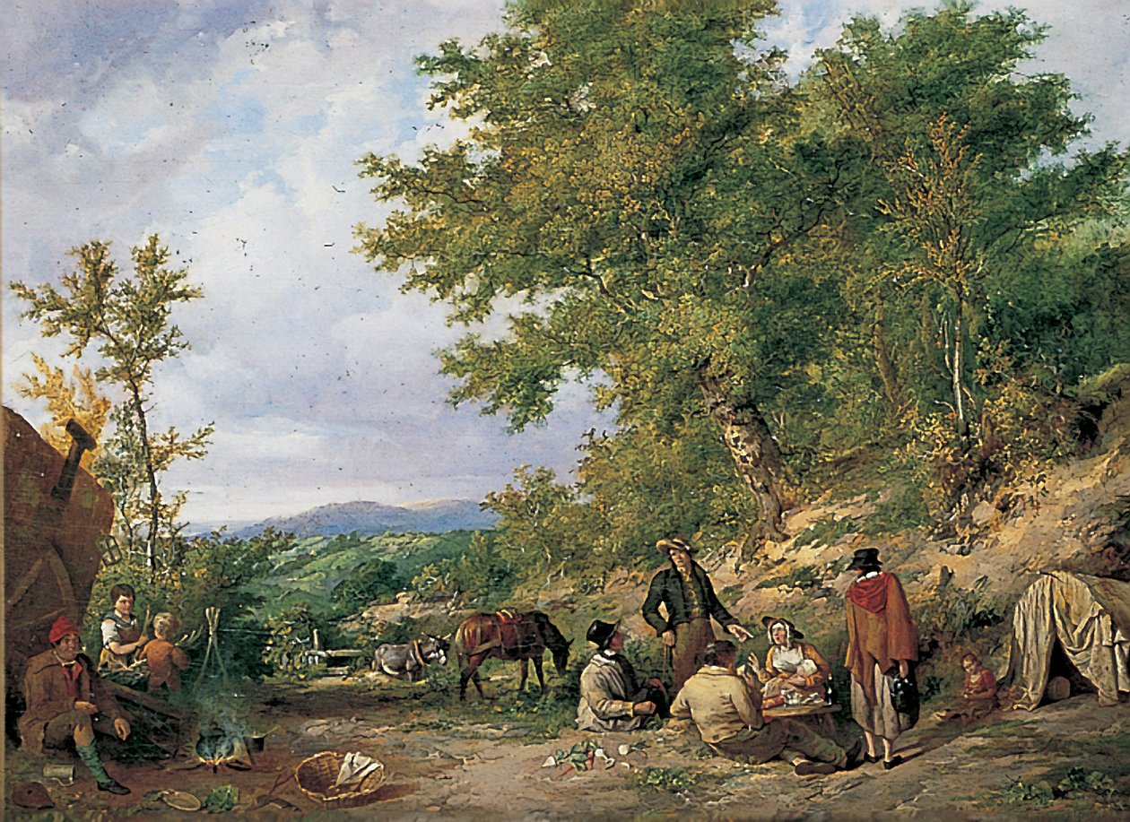Country Lane med sigøynere av Thomas Sidney Cooper