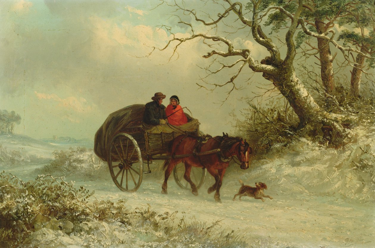 Går på markedet om vinteren (olje) av Thomas Smythe