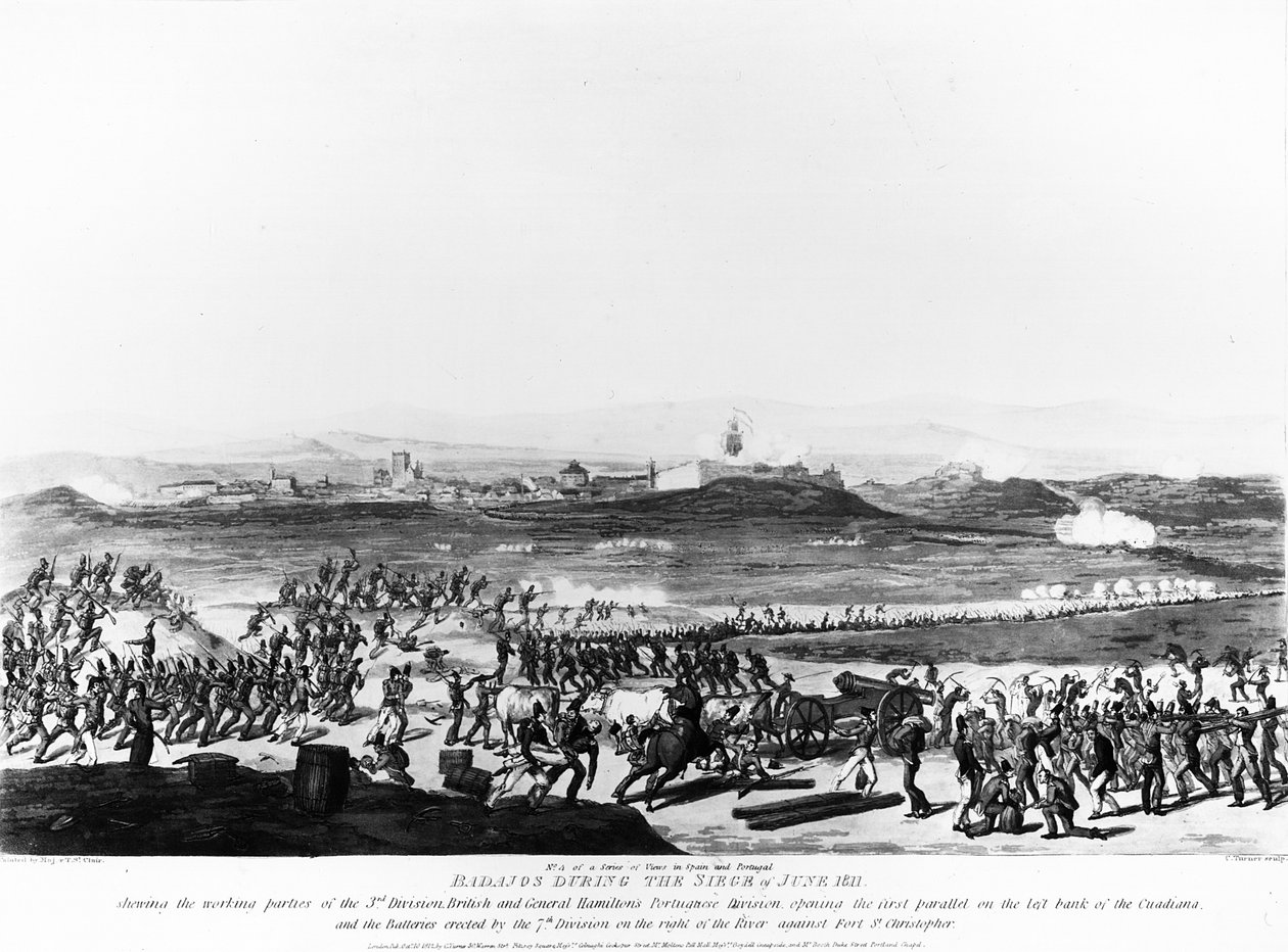 Badajos under beleiringen av juni 1811, gravert av Charles Turner, 1812 av Thomas Staunton St. Clair