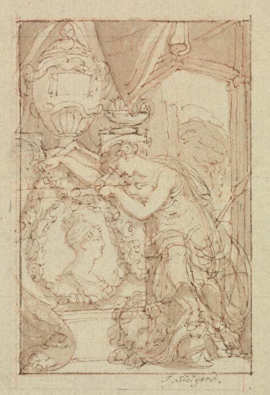 Uten tittel (penn og brunt blekk på papir) av Thomas Stothard