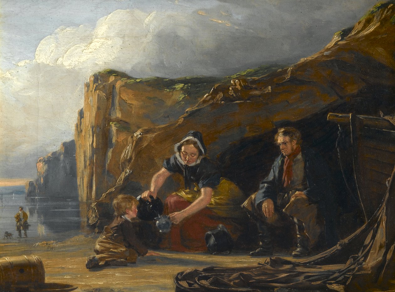 Strandscene med figurer av Thomas Sword Good