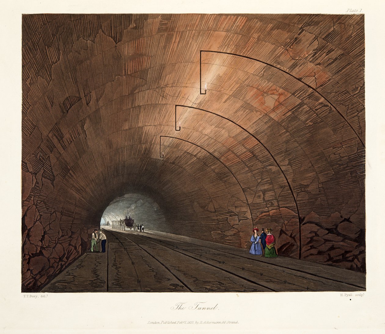 The Tunnel, 1831 (håndfarget gravering) av Thomas Talbot Bury