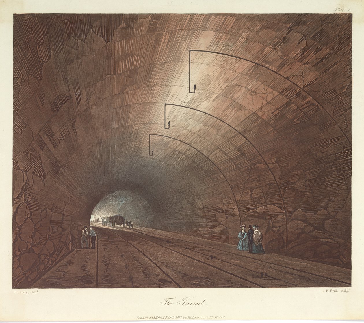 Tunnelen, gravert av Henry Pyall (1795-1833) 1831 (farget akvatint) av Thomas Talbot after Bury