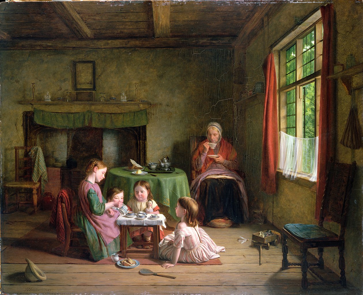 Et teselskap, 1862 (panel) av Thomas Webster