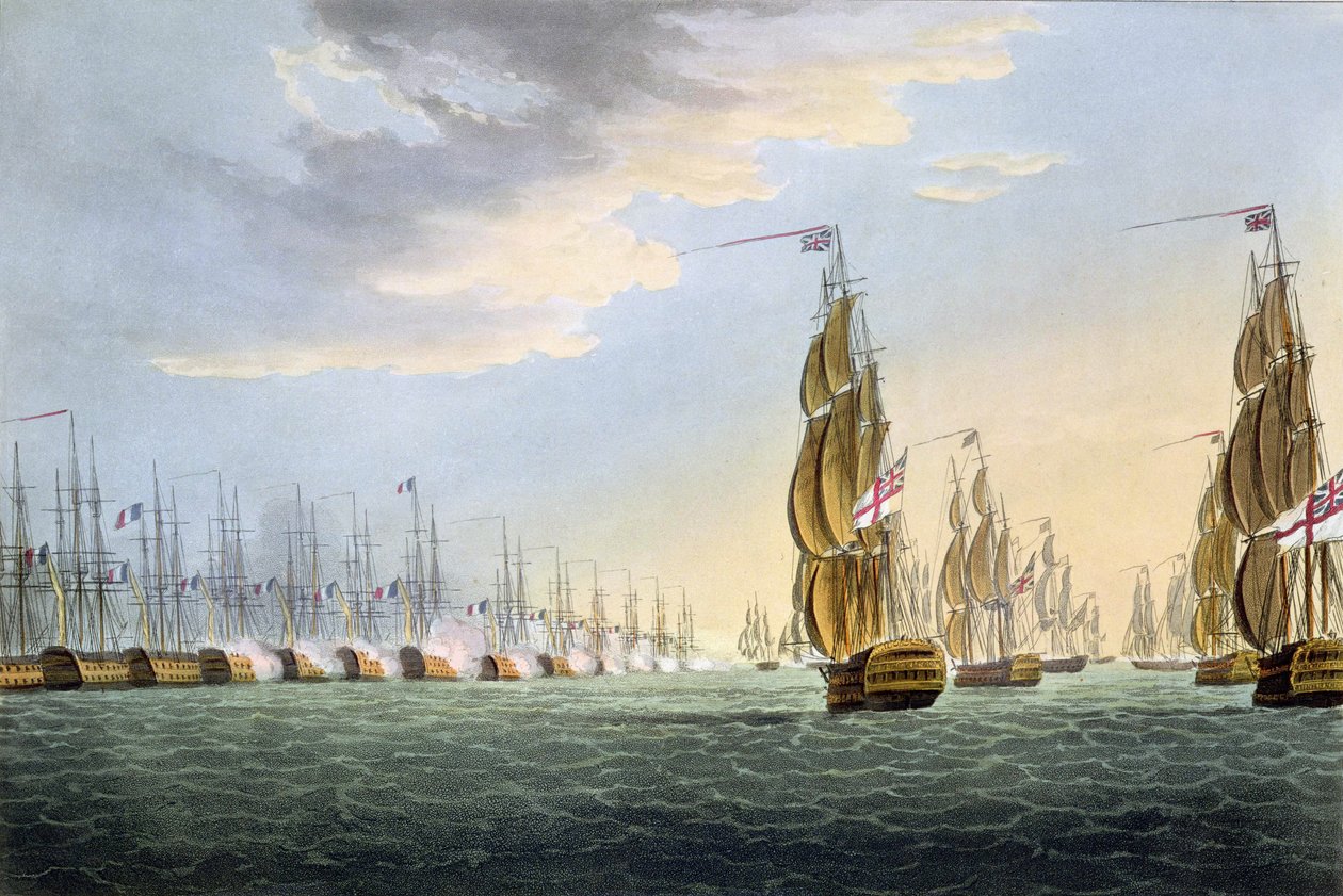 Battle of the Nile, 1. august 1798, gravert av Thomas Sutherland for J. Jenkins 