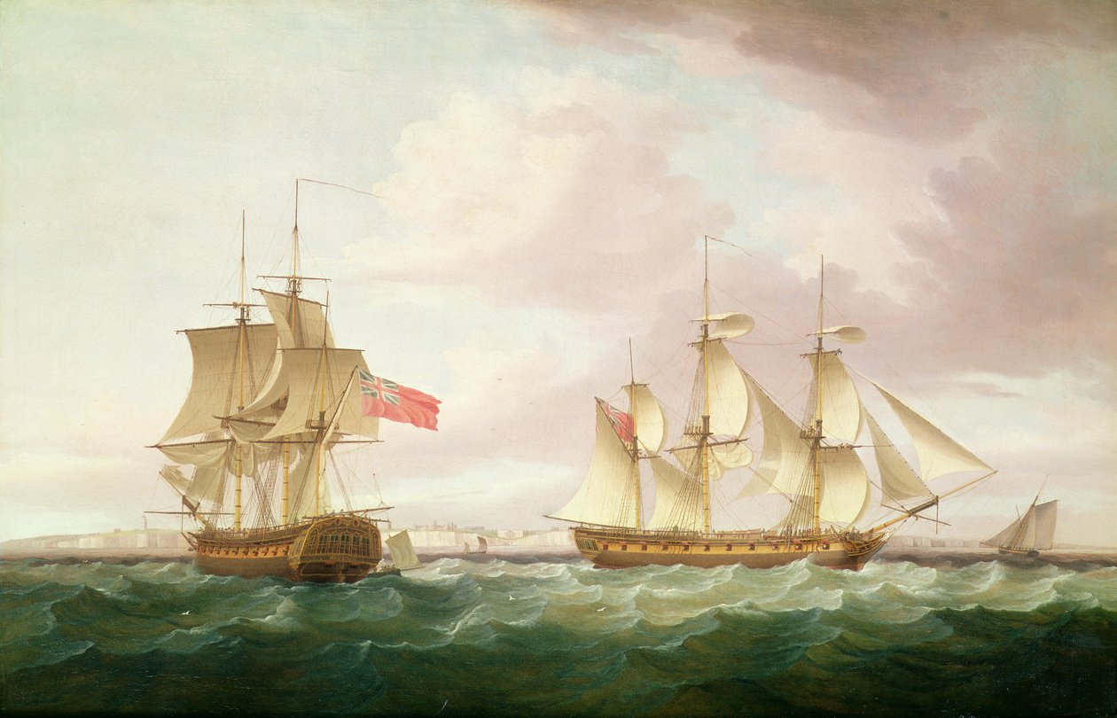 Britiske fregatter utenfor Dover av Thomas Whitcombe