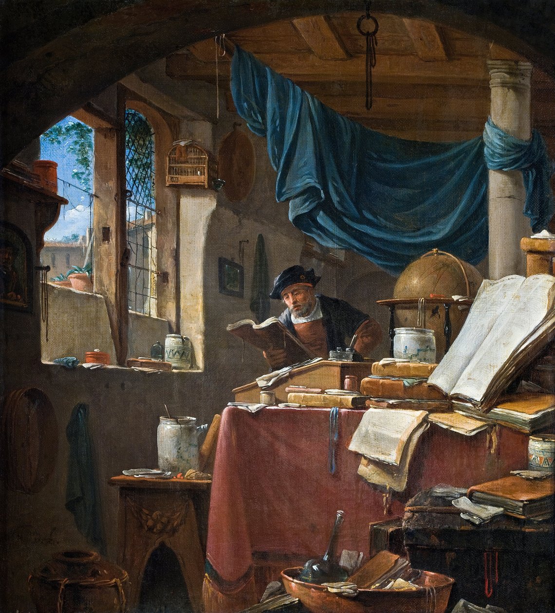En lærd i studien av Thomas Wyck