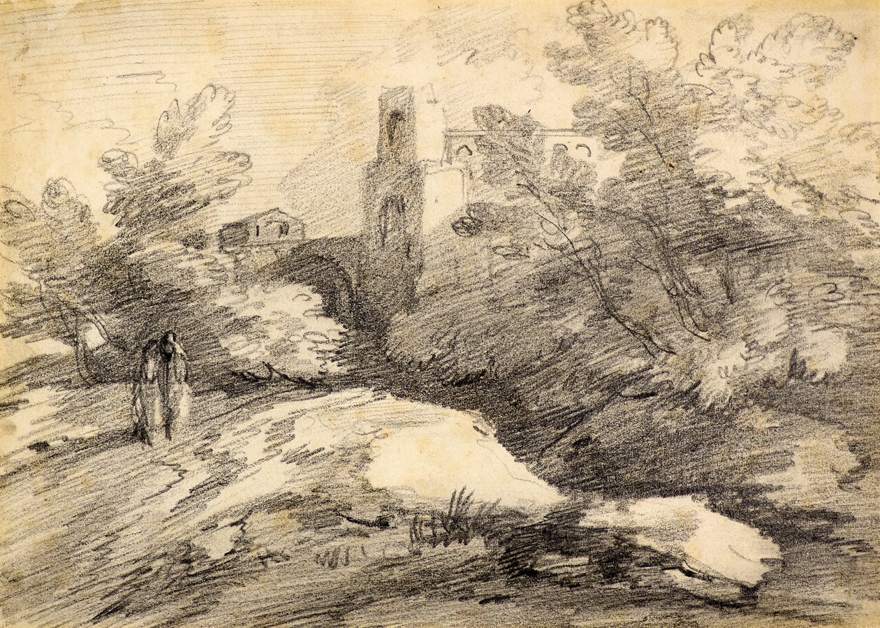 Landskap (blyant) av Thomas (attr. to) Gainsborough