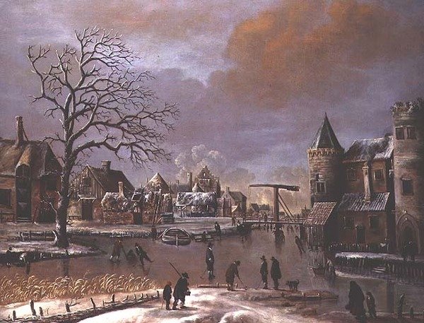 Skatere på en frossen kanal av Thomas Heeremans