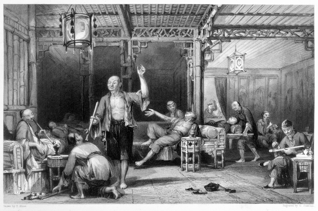 Kinesiske opiumsrøykere, 1843 av Thomas Allom