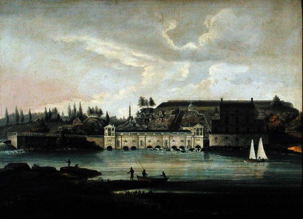 Fairmount Waterworks, ca. 1830 (olje på lerret) av Thomas Birch