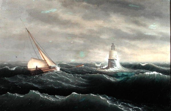 Fyrtårn (olje på lerret) av Thomas Birch
