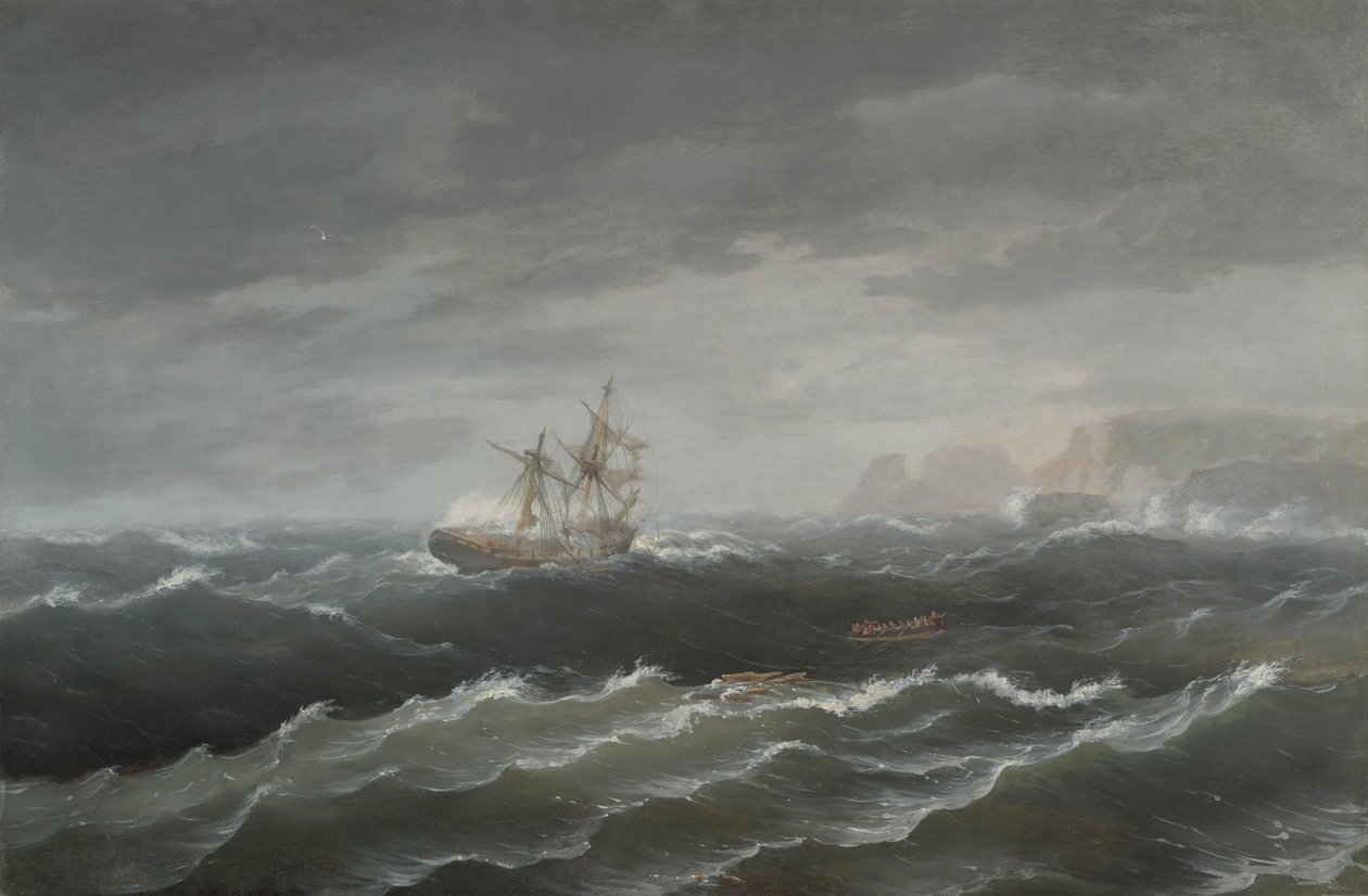 Forlis nær en steinete kyst av Thomas Birch