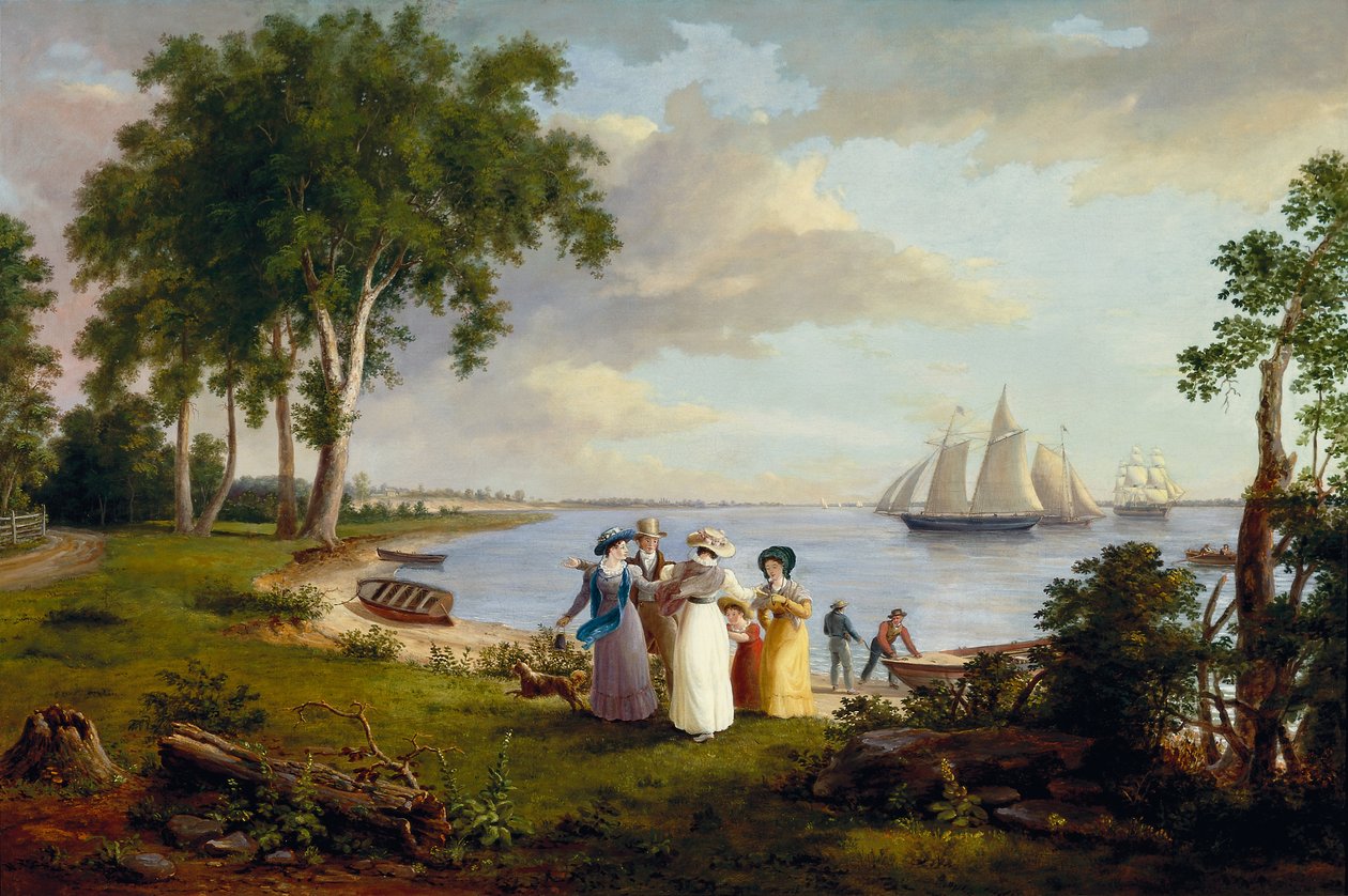 Utsikt over Delaware nær Philadelphia av Thomas Birch