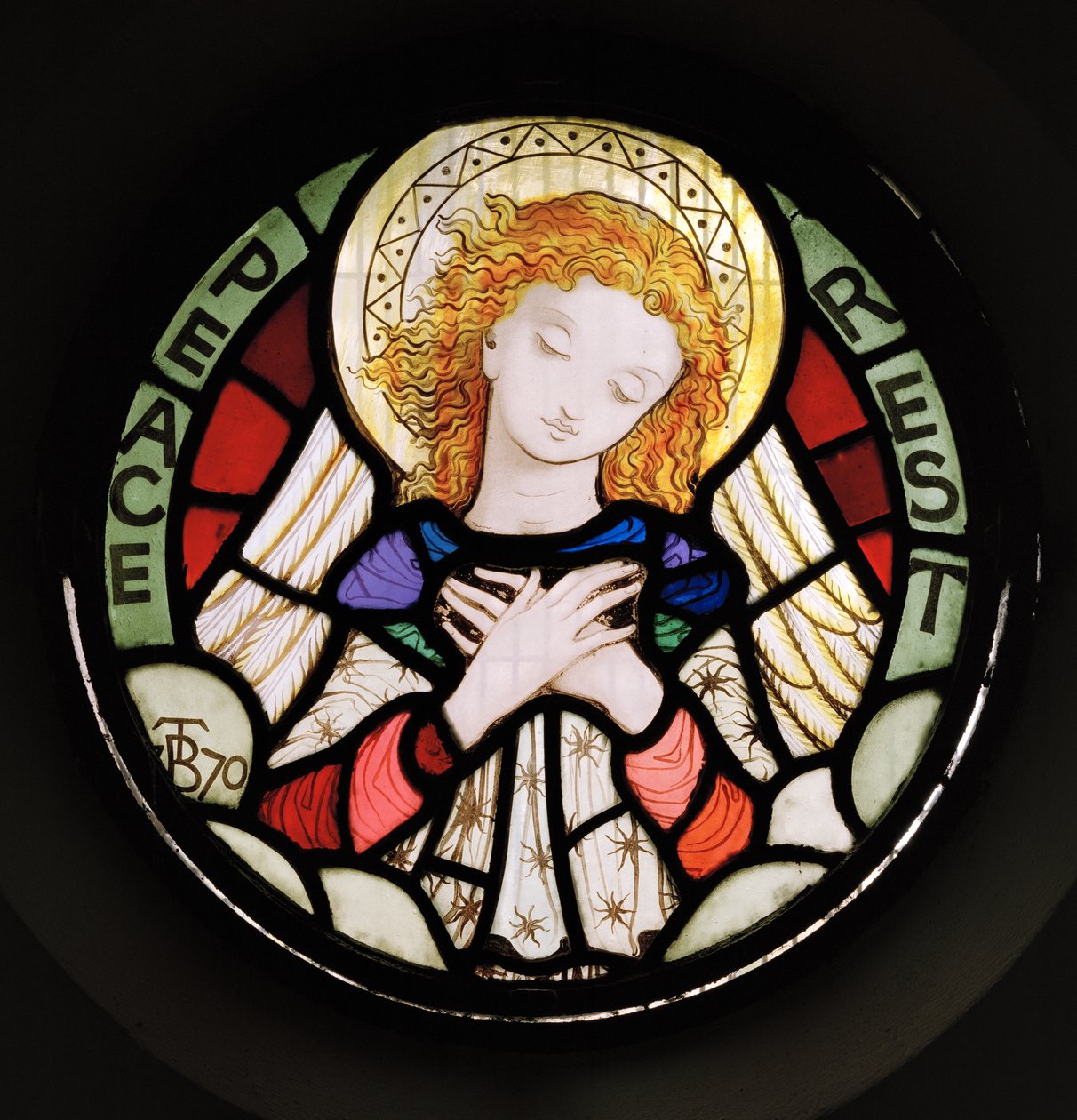 Angel, Peace and Rest, 1870 (farget glass) av Thomas Boddington