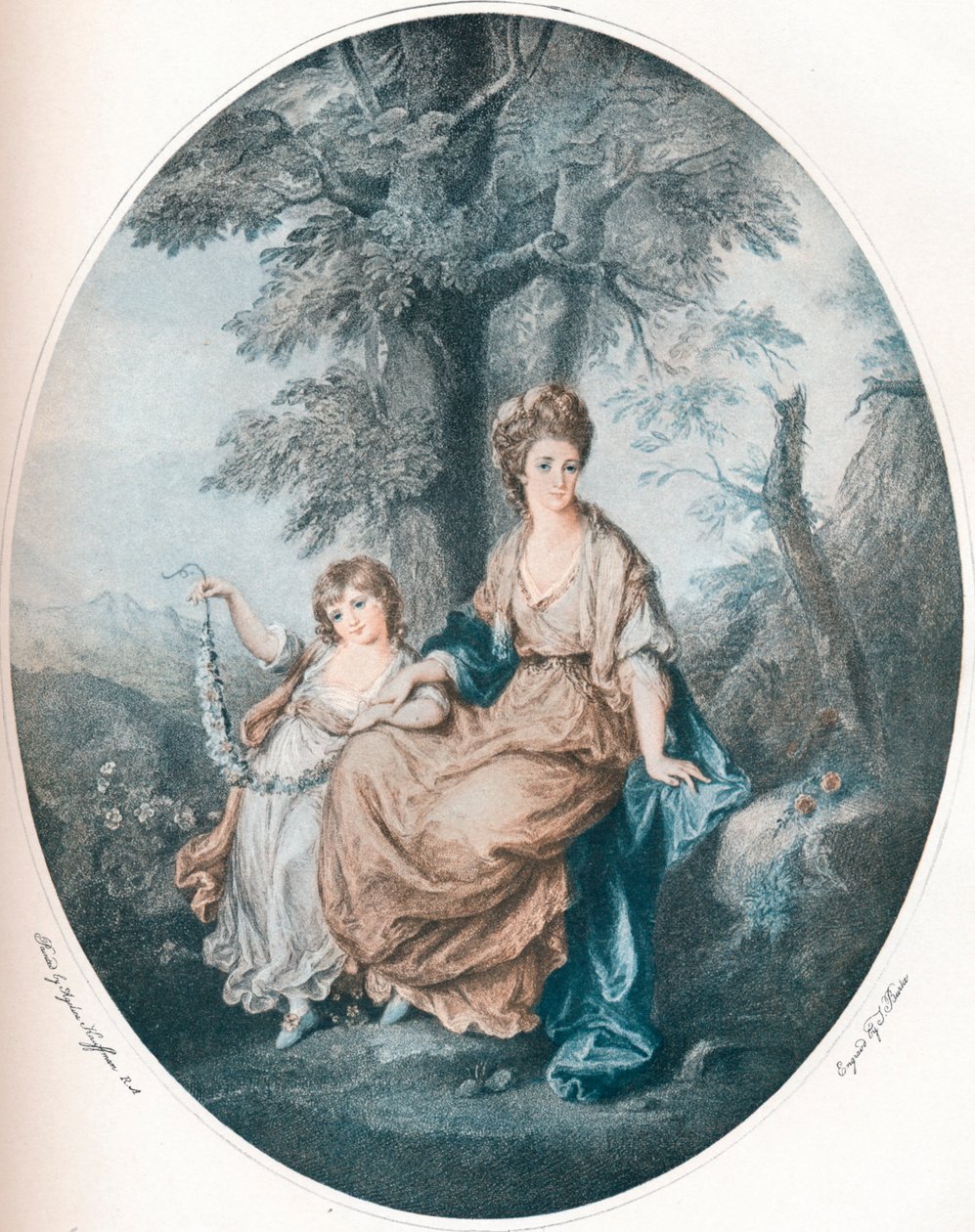 Lady Rushout og hennes datter, 1784, 1902 av Thomas Burke