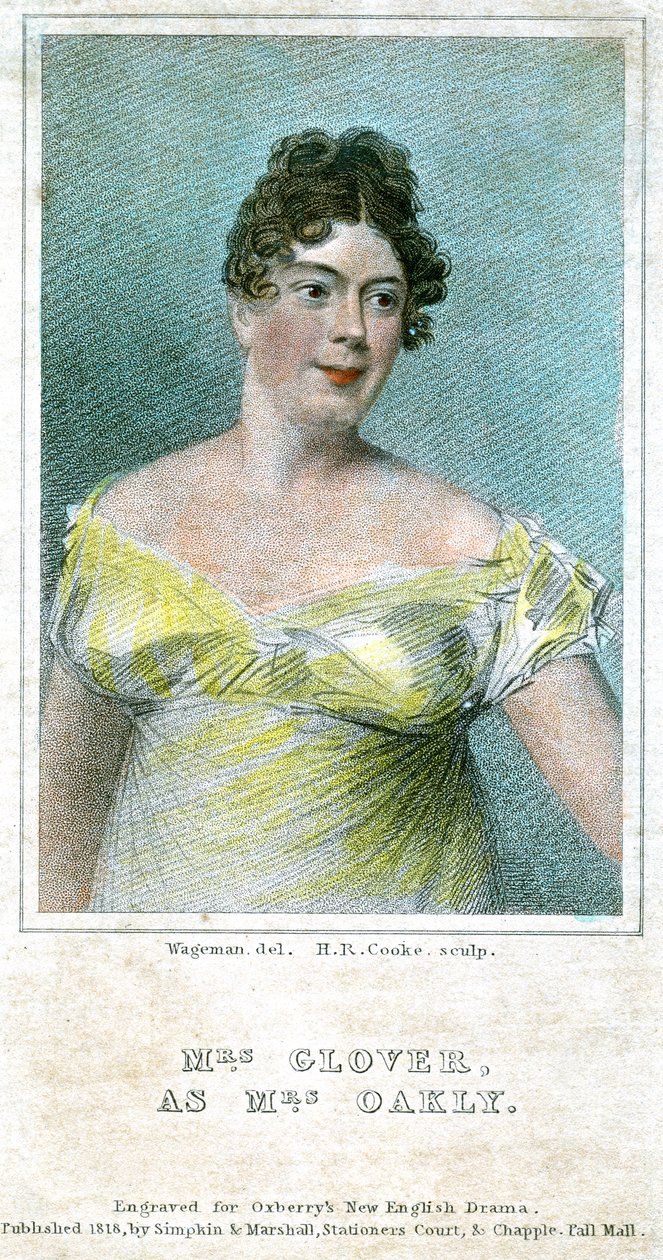 Mrs Clover, som Mrs Oakly, 1818 av Thomas Charles Wageman