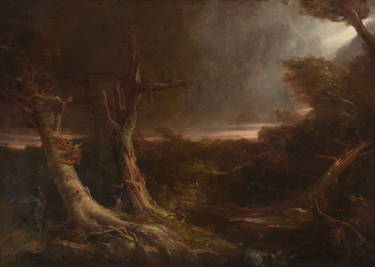 Tornado i en amerikansk skog av Thomas Cole