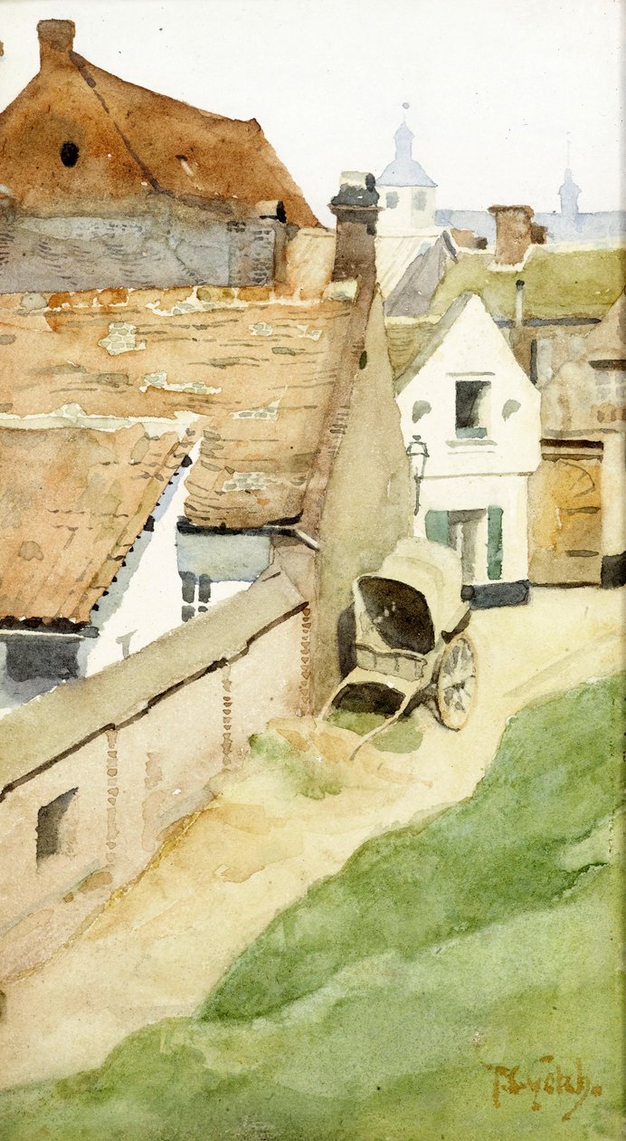 A Village Backstreet, ca. 1880 av Thomas Cooper Gotch