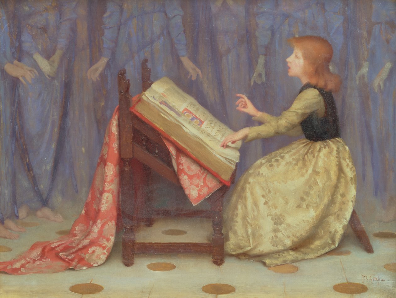 Jente sitter i et interiør av Thomas Cooper Gotch