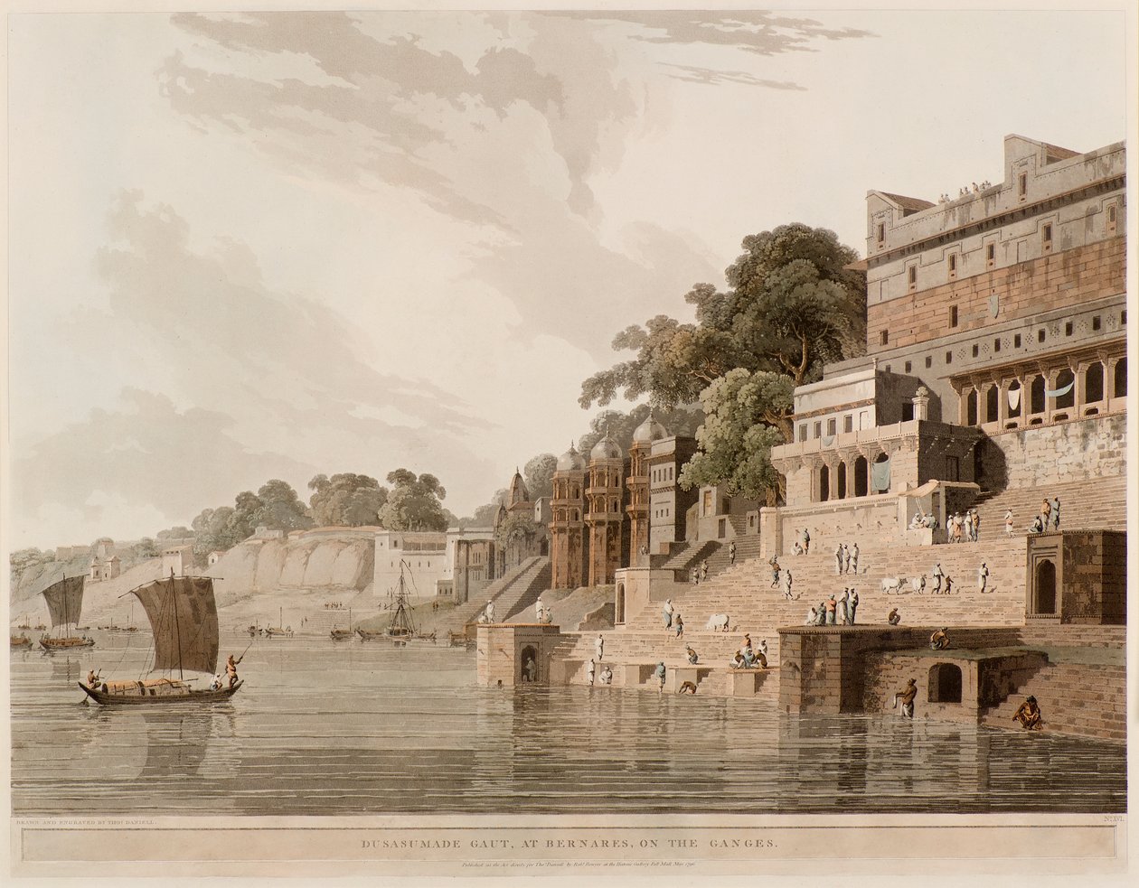 Dusasumade Gaut, ved Benares på Ganges av Thomas Daniell