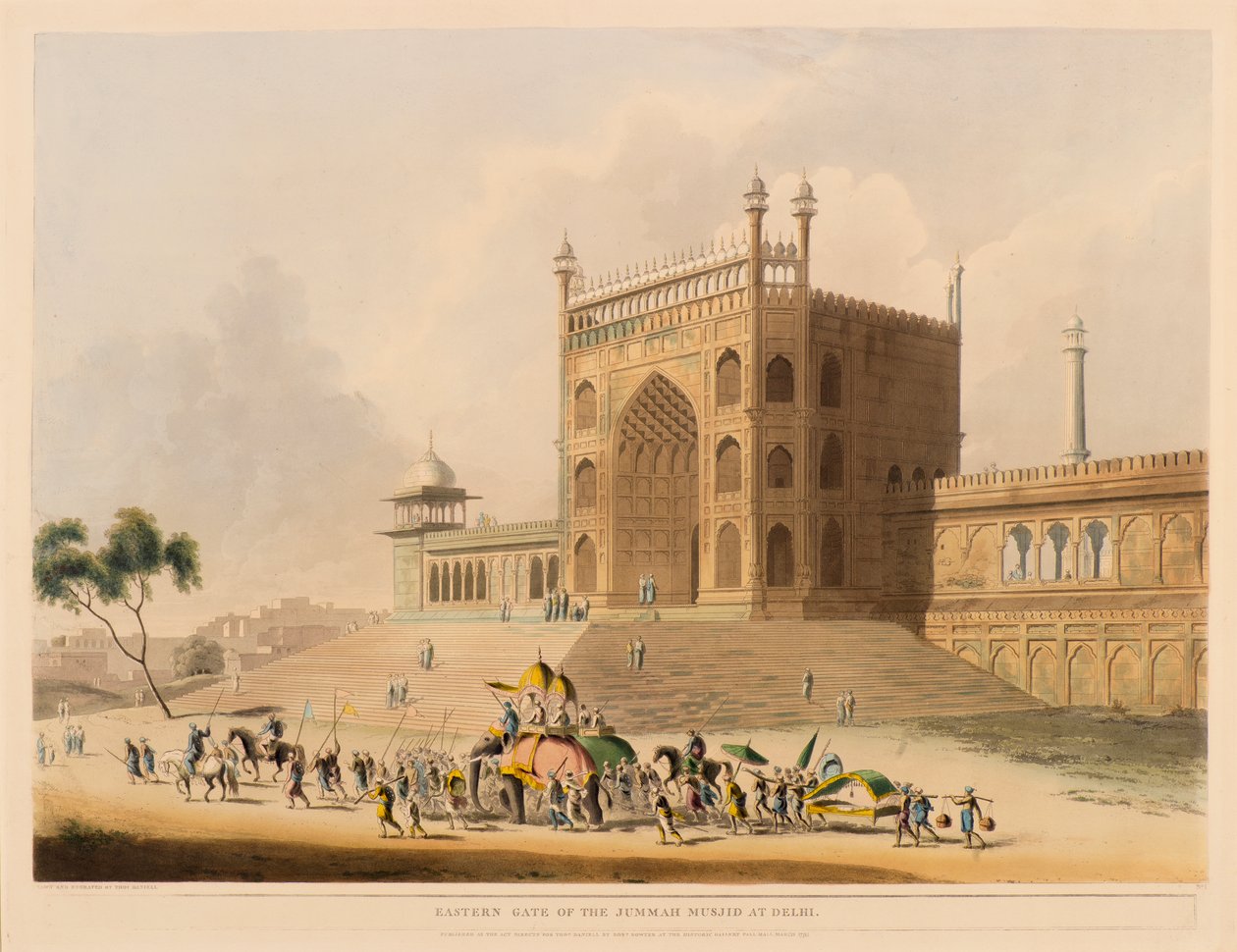 Den østlige porten til Jummah-moskeen, Delhi av Thomas Daniell