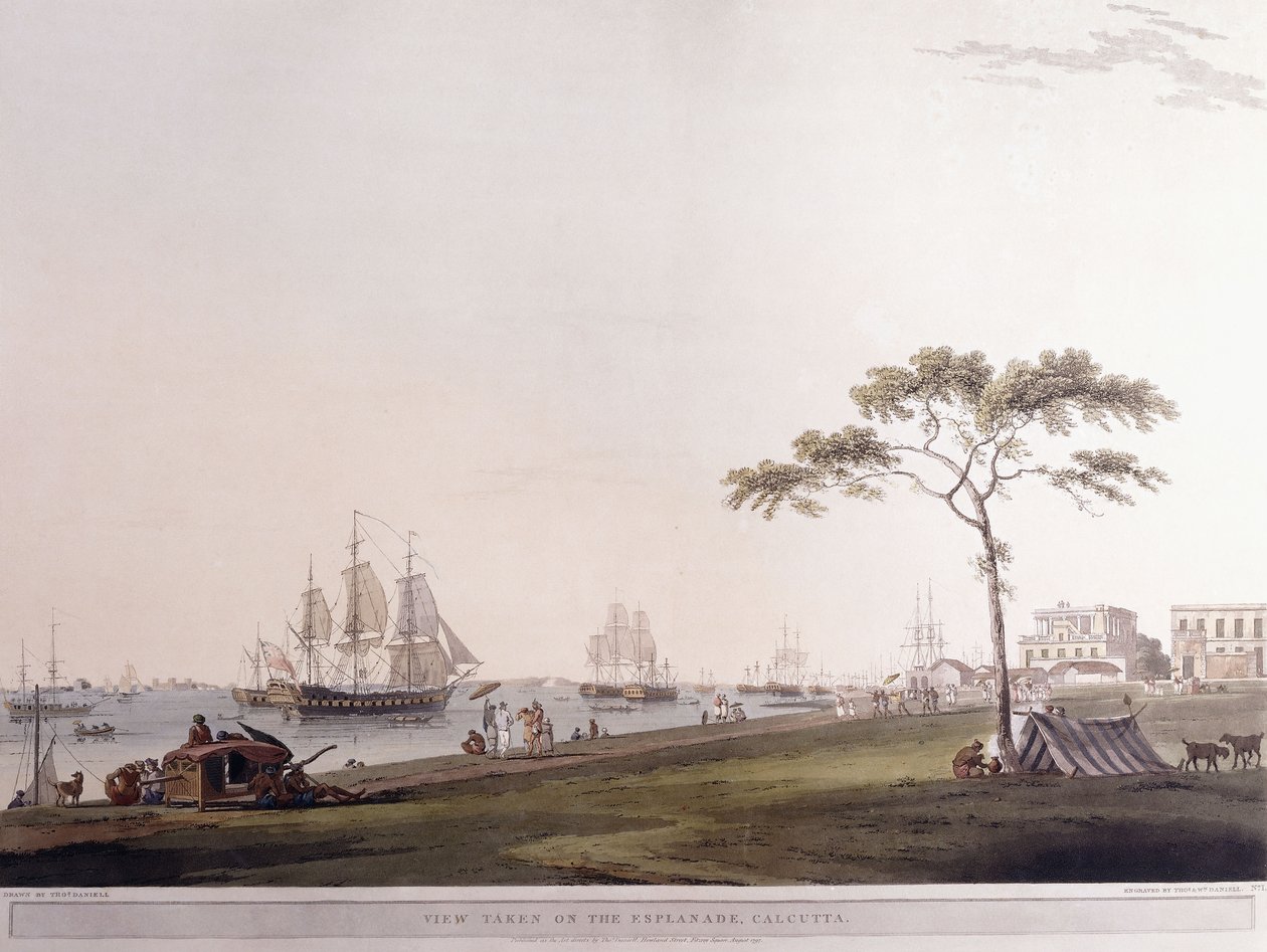 Utsikt tatt på Esplanade, Calcutta, 1797 av Thomas Daniell