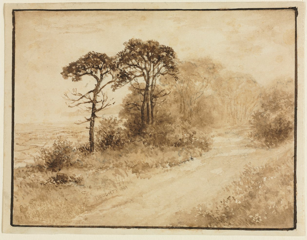 Landskap med svingete vei, 1833. av Thomas Doughty