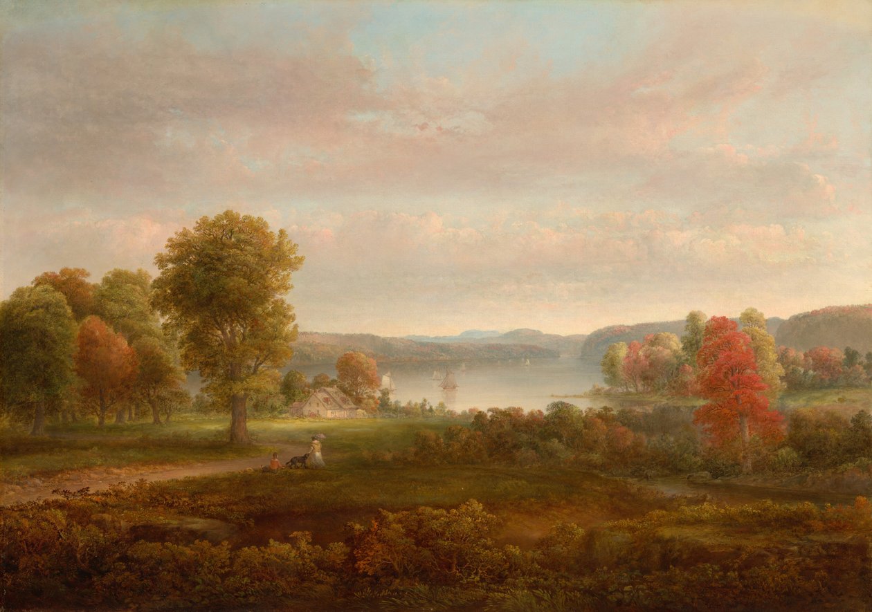 Utsikt over Hudson høsten 1850. av Thomas Doughty