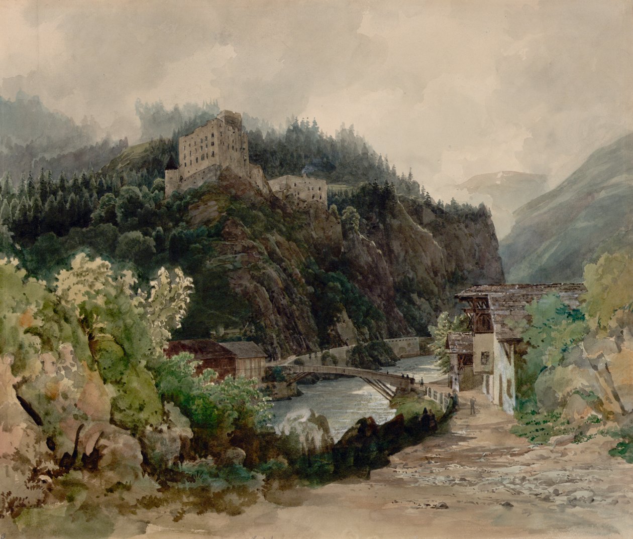 Utsikt over Landeck slott i Tyrol av Thomas Ender