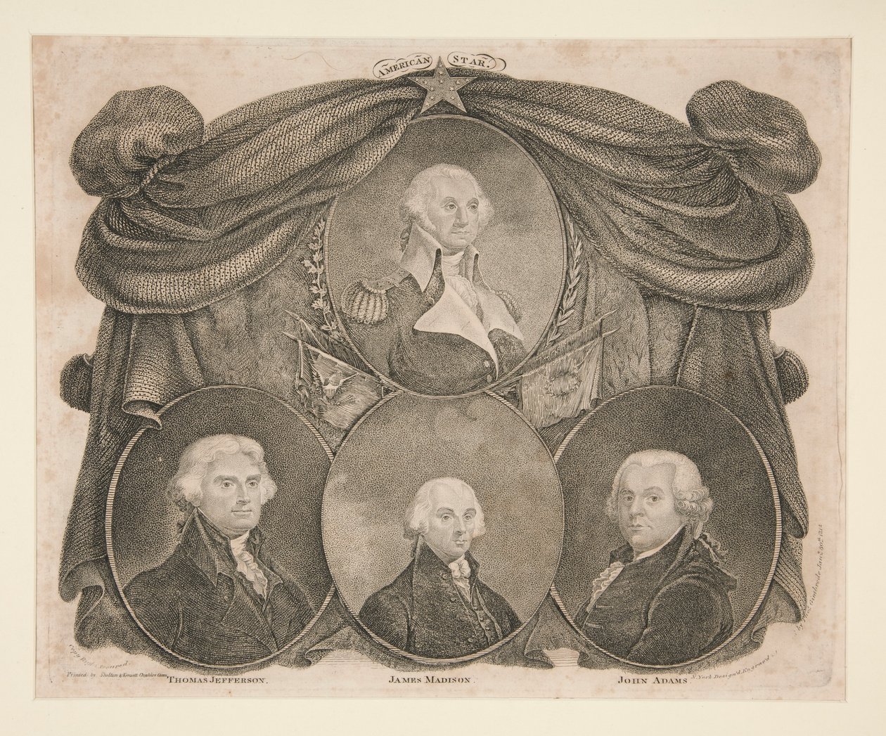 American Star, Washington, Jefferson, Madison og Adams av Thomas Gimbrede