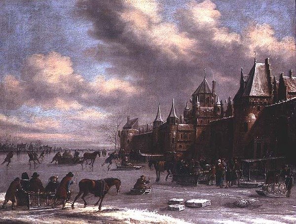 Nederlandsk skøytescene på en elvemunning av Thomas Heeremans