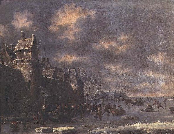 Vinterlandskap med figurer av Thomas Heeremans
