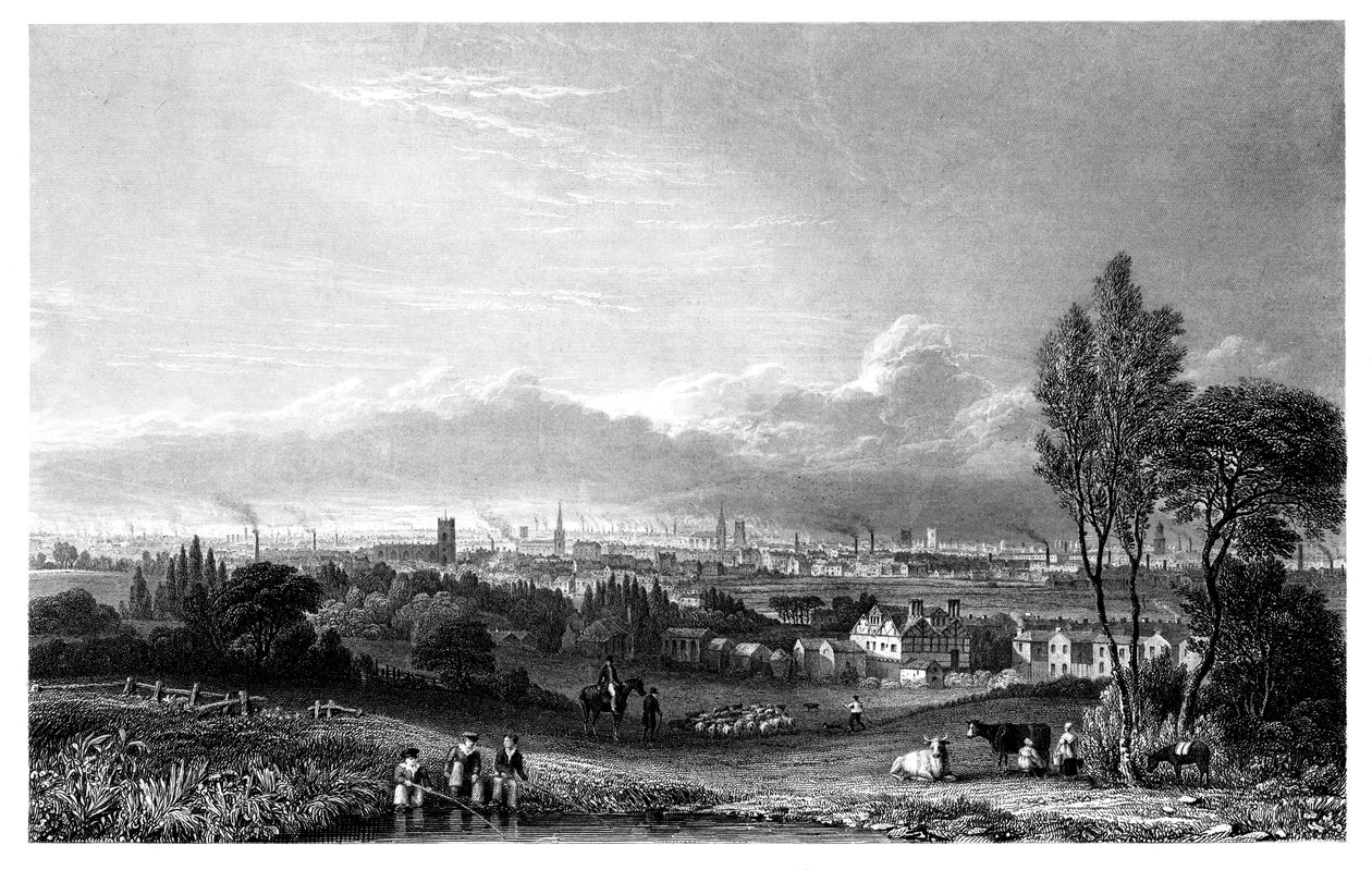 Utsikt over Manchester, 1844. av Thomas Higham