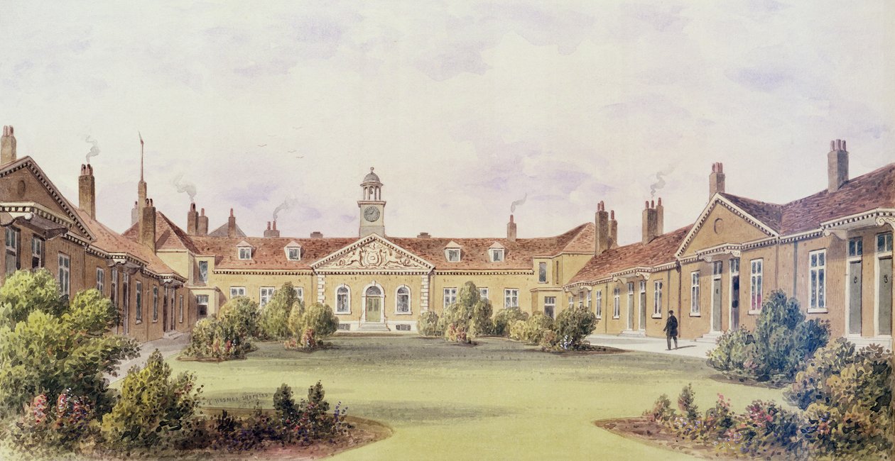 Emanuel sykehus, Tothill Fields, 1850 av Thomas Hosmer Shepherd