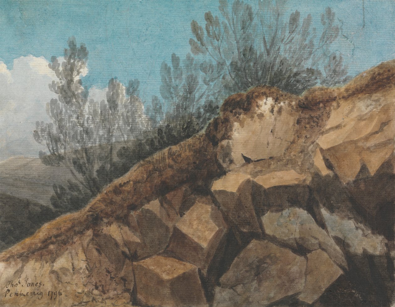 Study of Rocks, nær Pencerrig, Wales av Thomas Jones