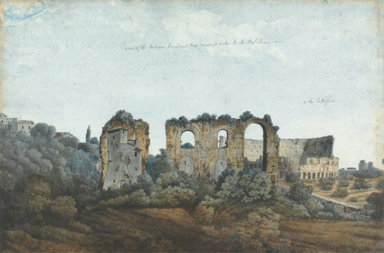 Den Claudianske akvedukten og Colosseum av Thomas Jones