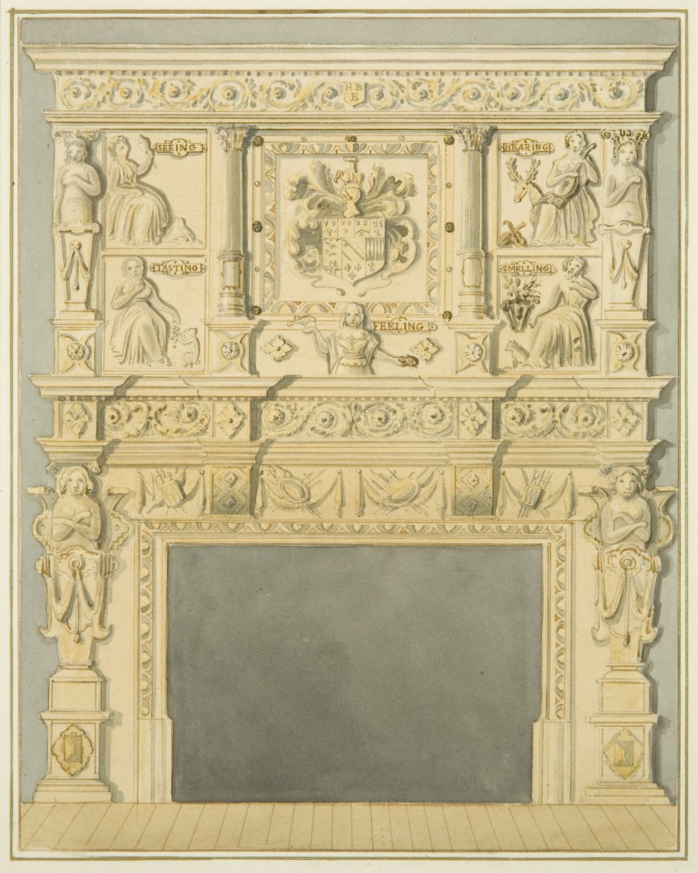 Skorsteinsstykke av Thomas Leeson the Elder Rowbotham