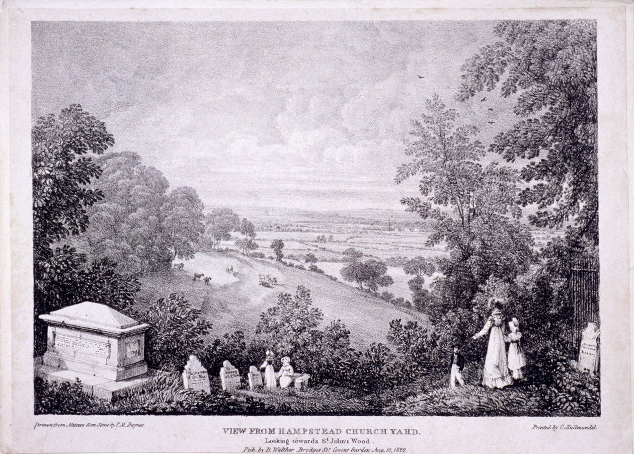 Generell utsikt over Hampstead, London. 1822 av Thomas Mann Baynes