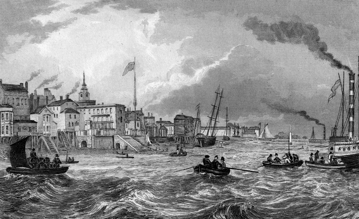 Gravesend, Kent, publisert 1831 (gravering) av Thomas Mann Baynes