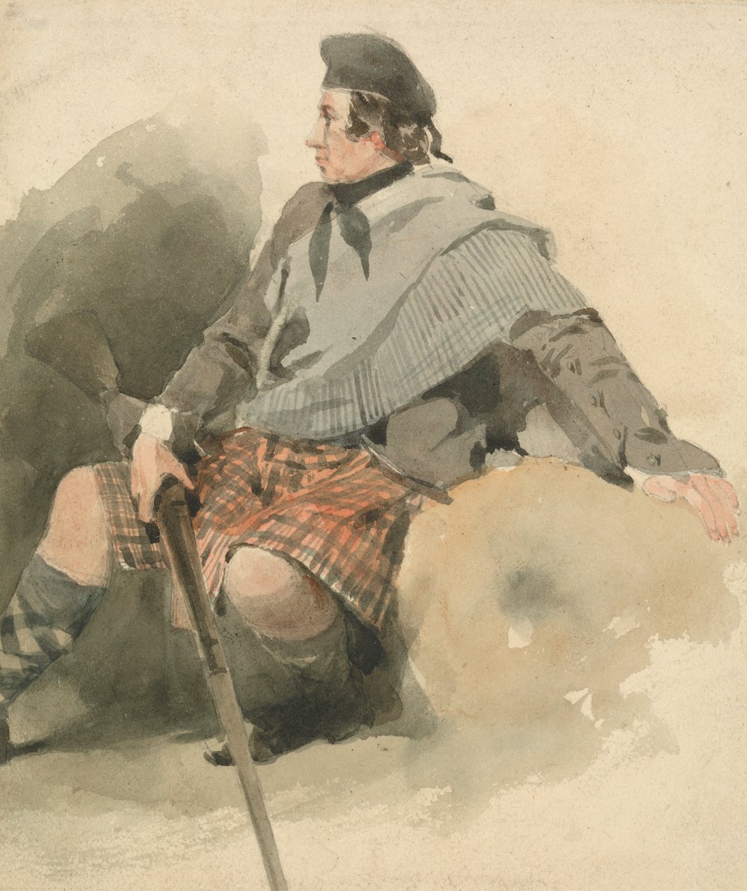 En Highlander sittende av Thomas Miles Richardson Sr.