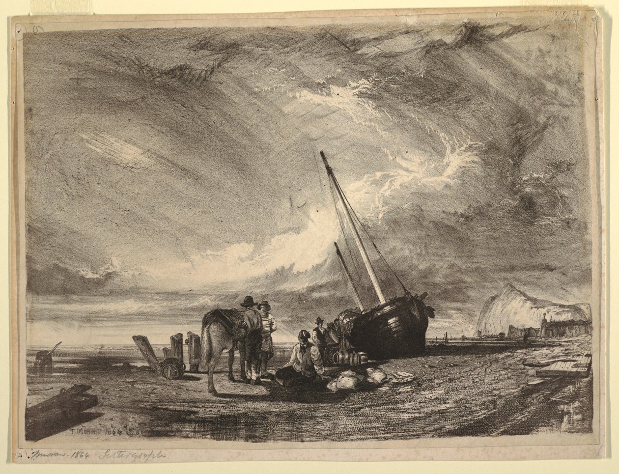 Strandet fiskebåt av Thomas Moran