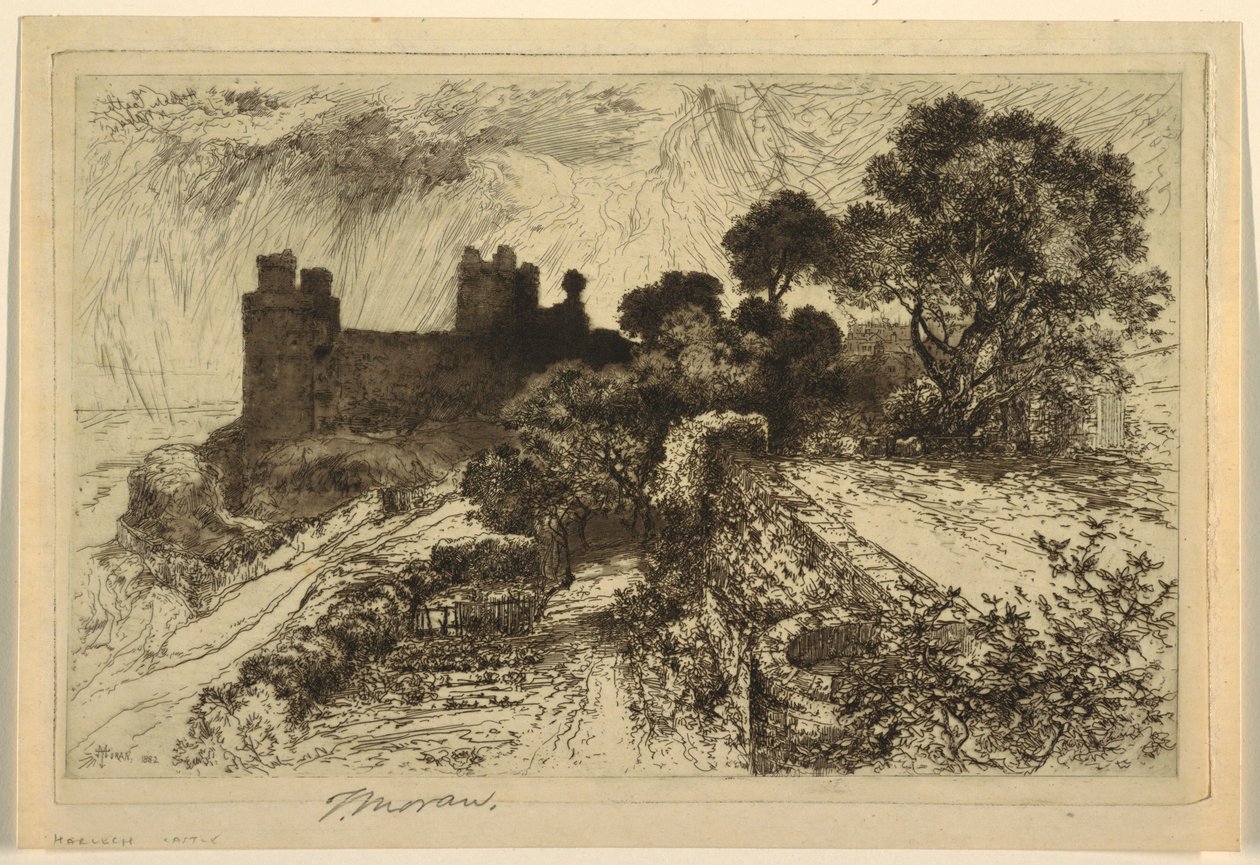 Harlech Castle, Nord-Wales av Thomas Moran