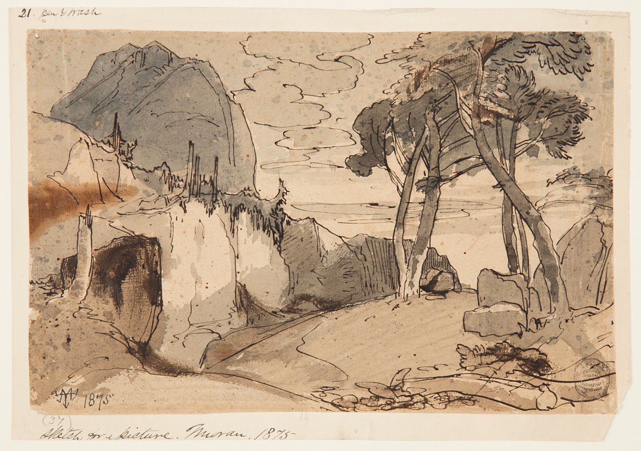 Vei i et fjellandskap av Thomas Moran