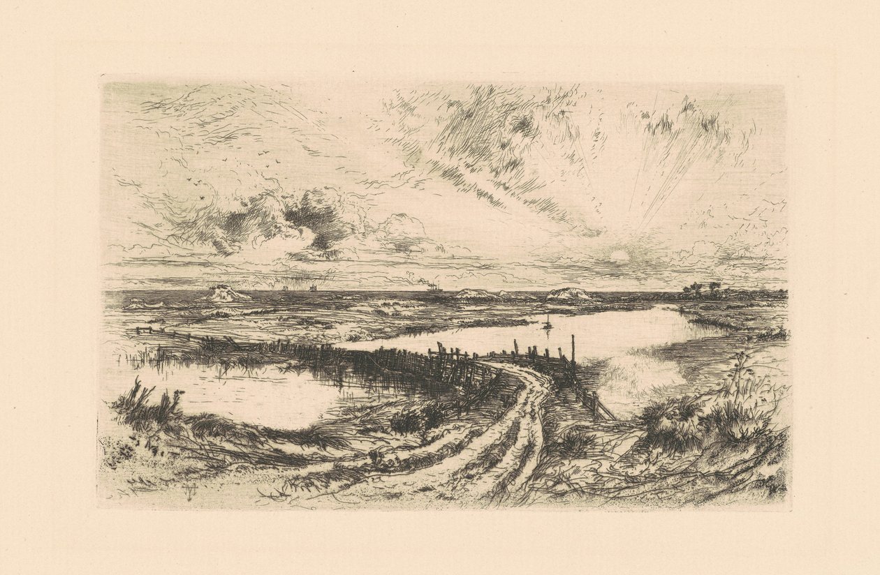 Soloppgang—The Pond, Easthampton, Long Island av Thomas Moran