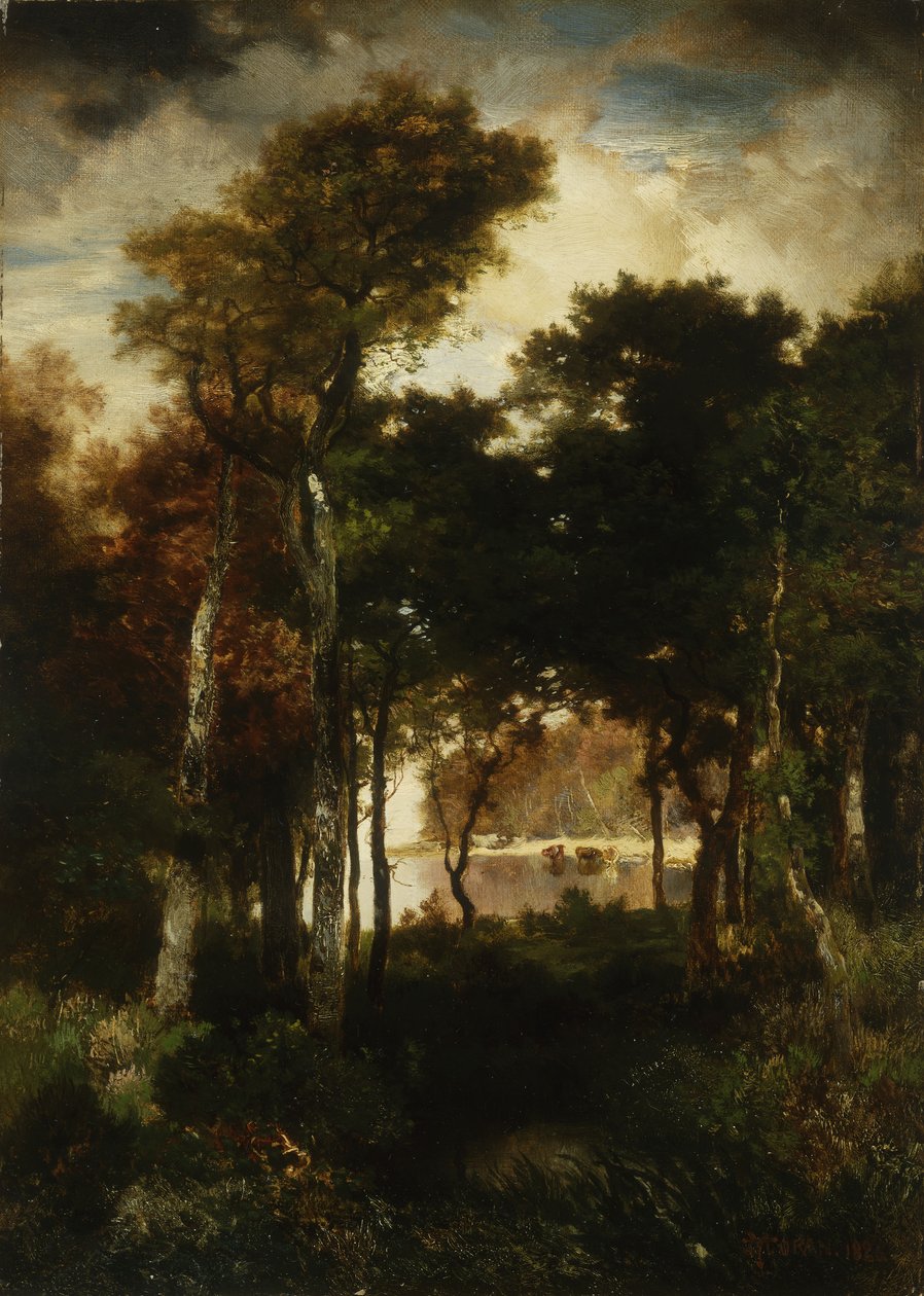 Skogen ved en elv, 1886 av Thomas Moran