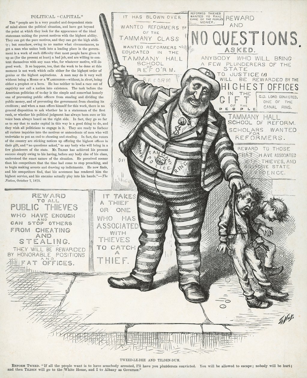Tweed-le-dee og Tilden-dum, fra 'Harper's Weekly' av Thomas Nast