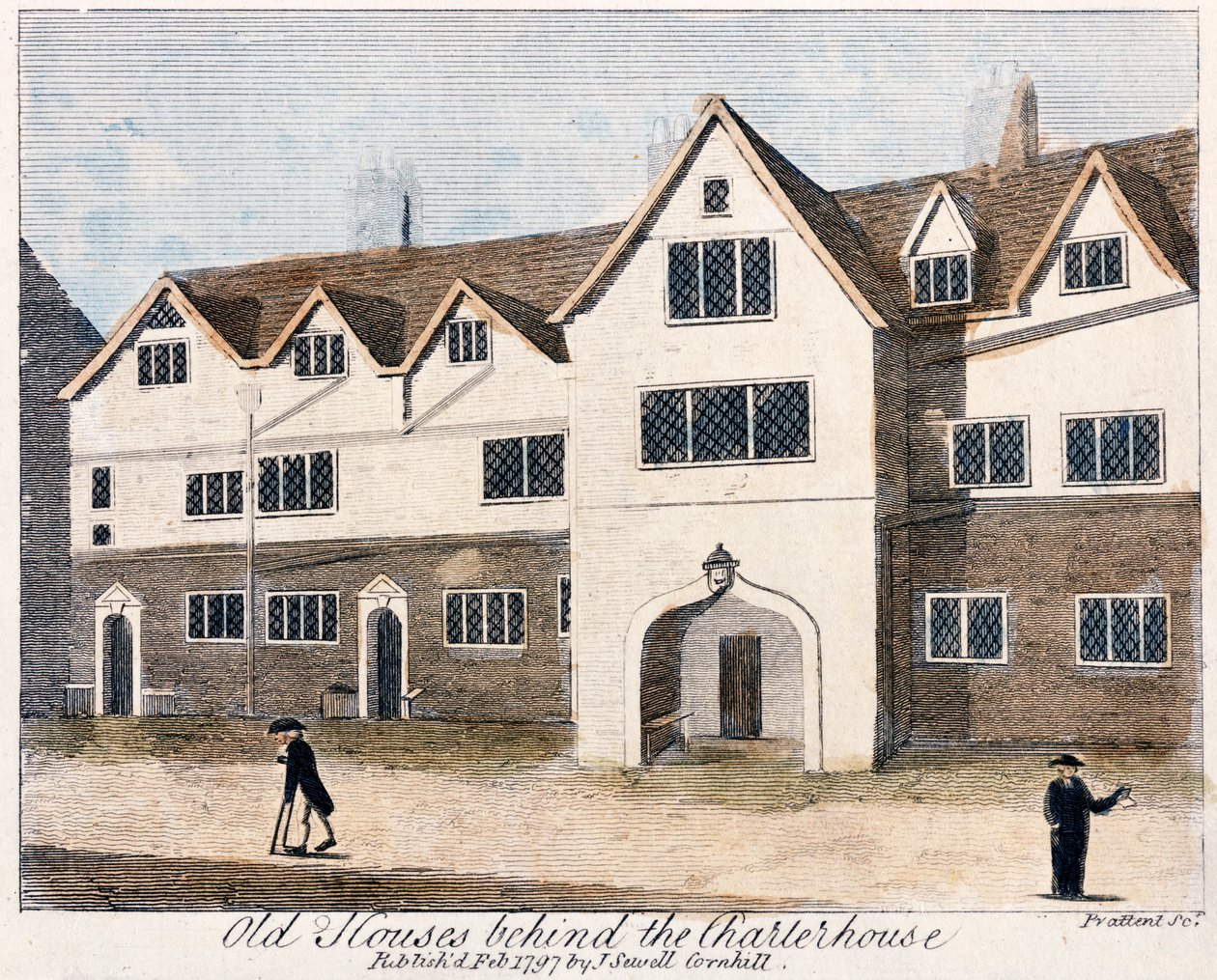 Hus bak Charterhouse Hospital, London, 1797. av Thomas Prattent