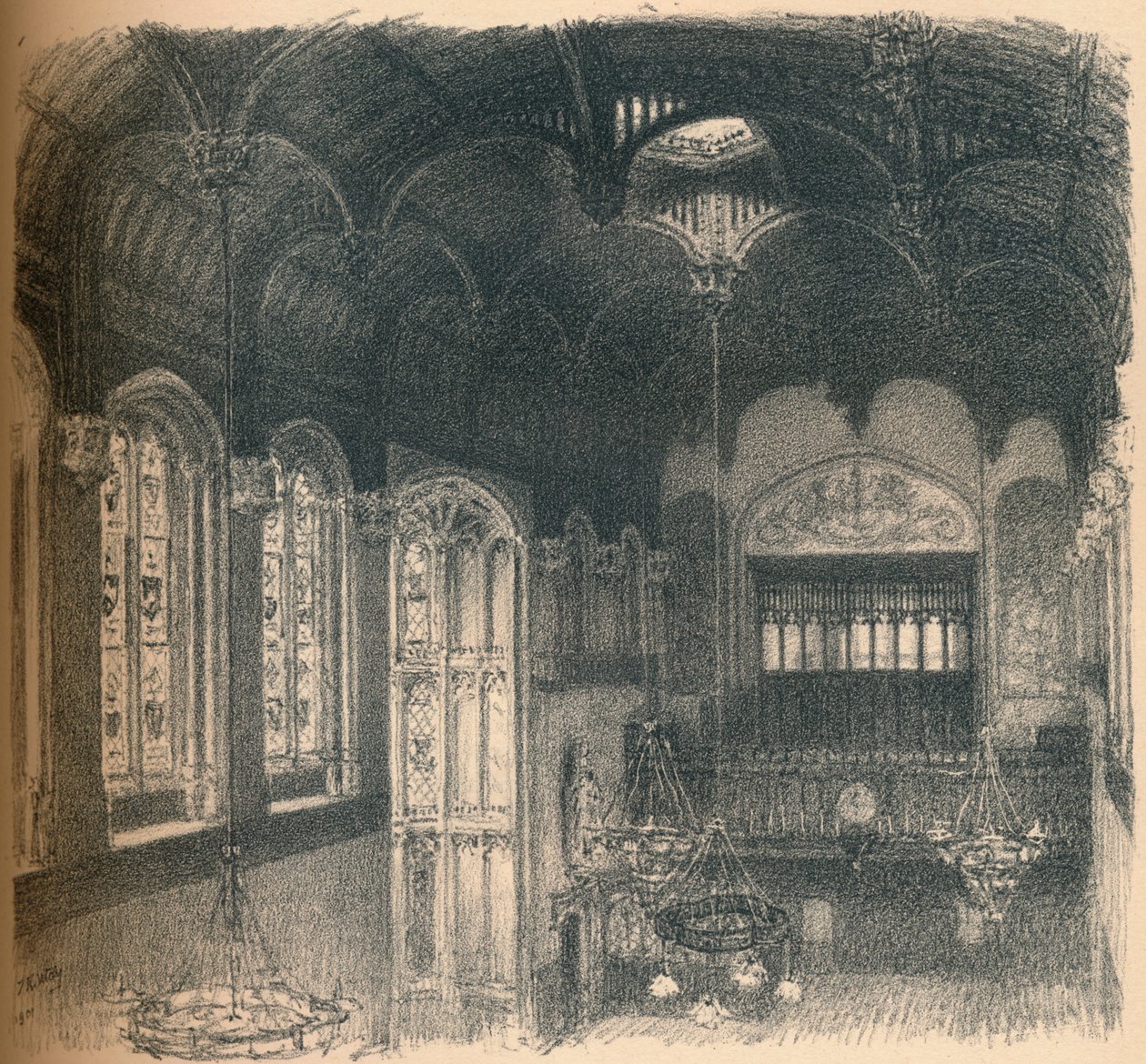 Interiør i Crosby Hall, 1902 av Thomas Robert Way